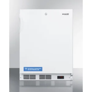 ADA compliant built-in undercounter medical all-freezer capable of -25 C operation, white with front lock