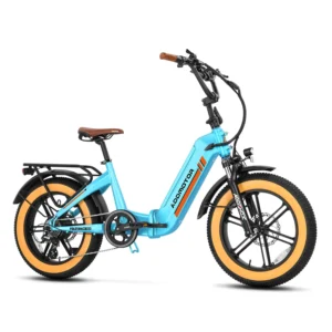 Addmotor Electric Bike for Adults, 750W Folding Electric Bike, 20” Step-Thru Strong Frame Fat Tire M-160 Electric Bicycle 100 Mi Long Range Foldable Ebike W/Torque Sensor & Hydraulic Brakes,Sky Blue