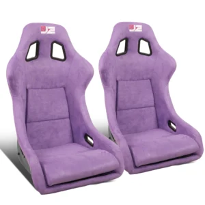 J2 Engineering Universal Purple Fiberglass Fixed Position Bucket Racing Seats with Sliders – Large (Pair)