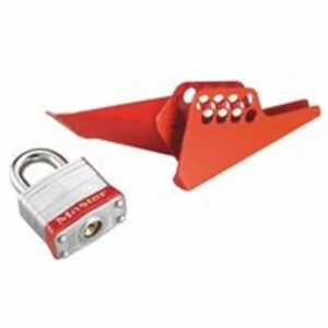 Master Lock Handle-On Ball Valve Lockout – Red, Fits 0.25–1 Inch Valves, Industrial Safety Locking Device
