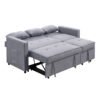 Benjara BM286632 80 in. Jayce Wood Convertible Sleeper Sofa with Side Pocket, Light Gray & Black - Image 2