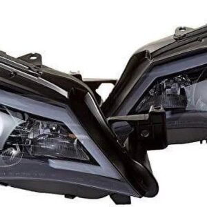 DRL LED Light Bar Strip Projector Headlight Head Lamp Replacement in Gloss Black Housing Smoke Lens Made For And Compatible With 2008 – 2014 Subaru Impreza WRX 08-11 Outback Sport
