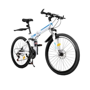 Wuzstar 26″ Mountain Folding Bike 21-Speed High-Carbon Steel Mountain Bicycle with Dual Disc-Brake