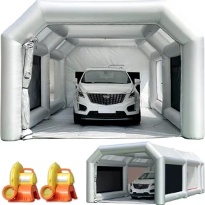28X15X10Ft Inflatable Paint Booth Larger Inflatable Spray Booth with Air Filter System Portable Car Painting Tent Upgraded with 950W+750W Blowers