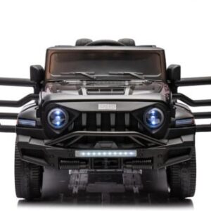 24V Ride On Car for Kids with 6 Wheel, 24V Battery Powered Ride On 4WD Electric Vehicle with Remote, Parental Rear Seat, 5-Point Safety Belt, Storage Space, Carrying Handle, Music, LED Lights (Black)