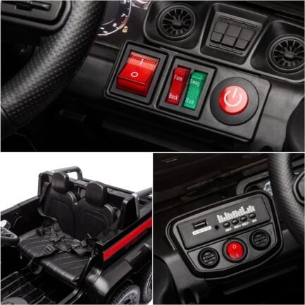 24V Ride On Car for Kids with 6 Wheel, 24V Battery Powered Ride On 4WD Electric Vehicle with Remote, Parental Rear Seat, 5-Point Safety Belt, Storage Space, Carrying Handle, Music, LED Lights (Black) - Image 2