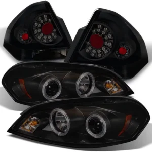 AKKON – For Black Smoked 2006-2013 Chevy Impala LED Halo Headlights + LED Tail Lights Lamps