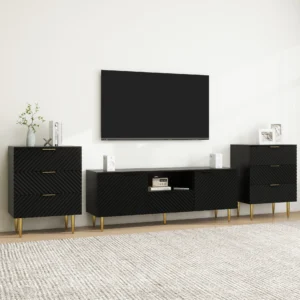 GeeHome TV Stand with Solid Ion Feet, TV Console Table for Living Room, Bedroom