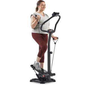 Sunny Health & Fitness Duo Function Premium Heavy Duty 330 LB Capacity Power Stepper with Resistance Bands, Space-Saving Low Impact Peddle w SunnyFit® App Enhanced Connectivity – SF-S021055…