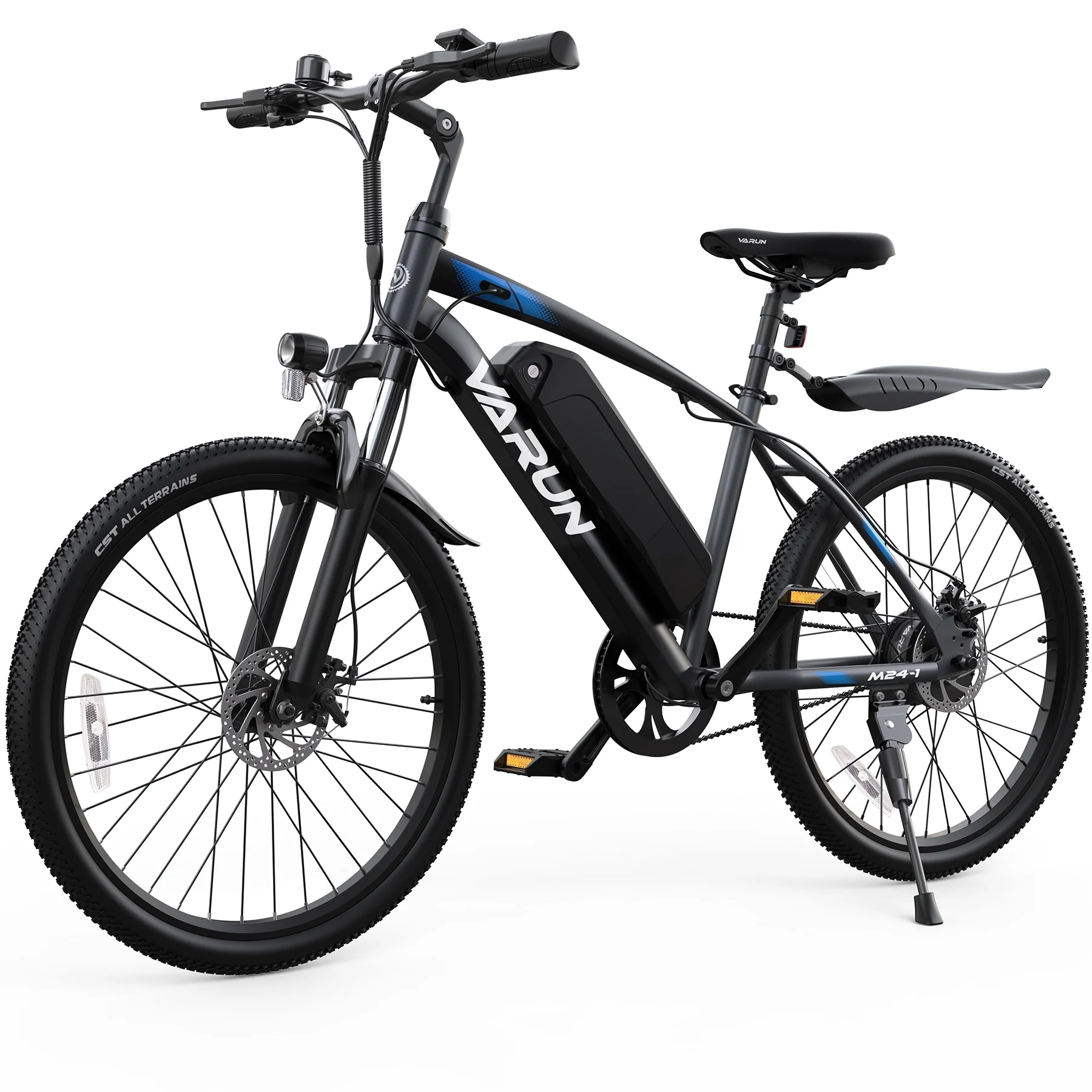 VARUN Electric Bike for Adults, 350W 20MPH Commuter Ebike with 36V Removable Battery, 24” Electric Mountain Bike with Front Fork Suspension and Dual Disc Brakes