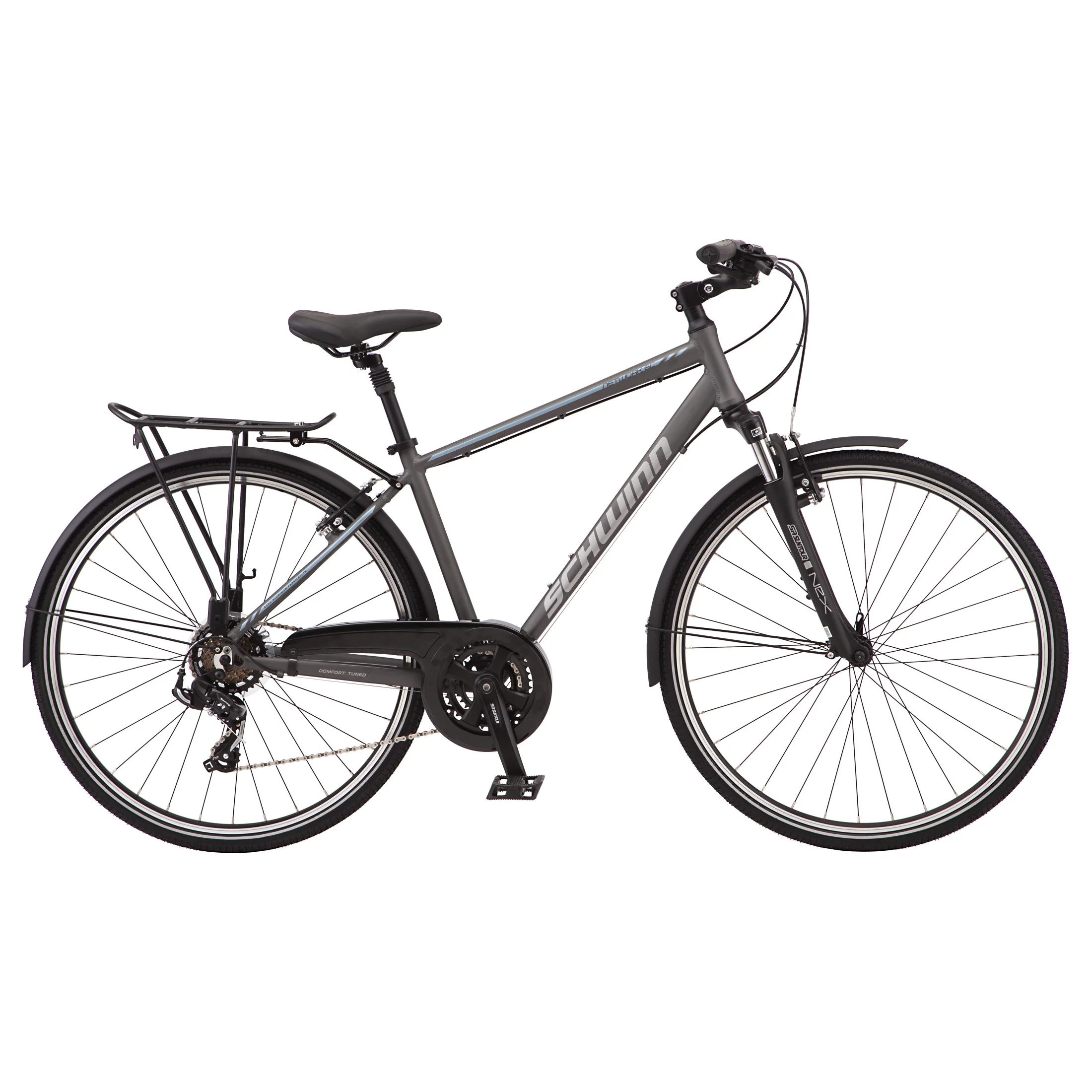 Schwinn Network 6c Hybrid Bike, 21 Speeds, Large 19.5″ Mens Style Frame, 700c Wheels, Grey
