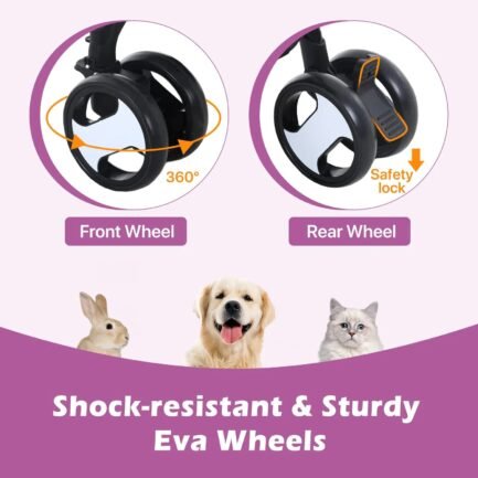 NiamVelo Pet Stroller 3-in-1 Detachable Dog Stroller with 4 Wheels Foldable Dog Travel Cart Cat Walker for Doggy Rabbit, Purple - Image 2