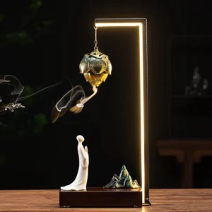 Luxury LED Incense Burner – Decorative Backflow Incense Holder with Ambient LED Light for Home Meditation & Relaxation