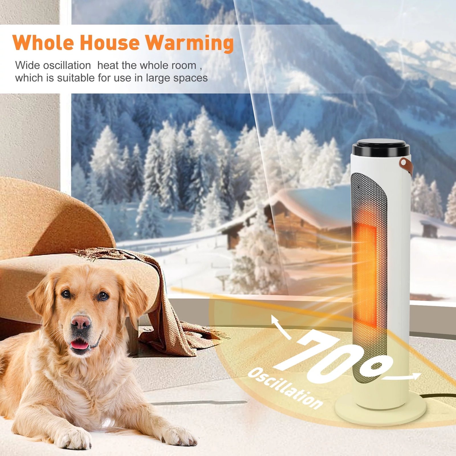 Space Heaters with 1500W PTC Oscillating Ceramic Heaters and Remote, 24h Timer for Office Room Indoor Use - Image 4