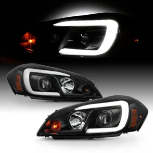 AKKON – Fits 06-13 Chevy Impala 14-16 Impala Limited 06-07 Monte Carlo LED [C-Tube] Projector Black Headlights Pair Left+Right