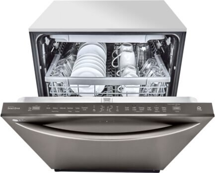 LG – 24″ Top-Control Built-In Smart Wifi-Enabled Dishwasher with Stainless Steel Tub, Quadwash, and 3rd Rack – Black stainless steel - Image 5
