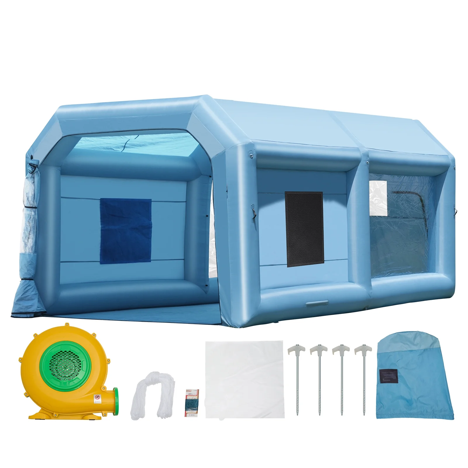 SKYSHALO Portable Spray Shelter, 21×13.5×9.8 ft, Includes 1100W Blower & Filtration System, Ideal for Mid-Size Vehicles & Bulky Furniture