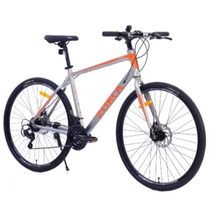 28 inch Hybrid Bike Men, Road Bike with Shimano 21 Speed, 700C Wheels, Comfort Adult Bicycle with Dual Disc Brake, 21” Lightweight Aluminium Frame, Suggested Rider 5’6″ to 6’2″ Tall- Silver+Orange