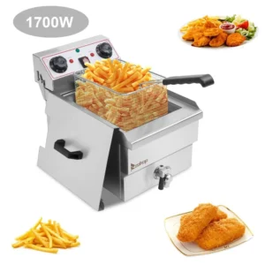ZOKOP 12.5qt/24.9QT Stainless Steel Faucet Deep Fryer 1700W Max (8L Large Fryer Blue / Large Handle) 12.5Qt