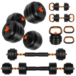 ARVAKOR 66 LBS Adjustable Weight Dumbbell Set, 4 in 1 Home Gym Equipment with Dumbbell, Barbell, Kettlebell, Push-Up Modes – Fitness Exercise for Home Gym