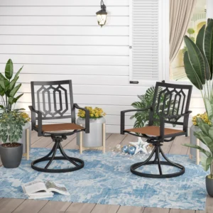 Sophia & William Outdoor Patio Swivel Dining Chair – Textilene – Set of 2