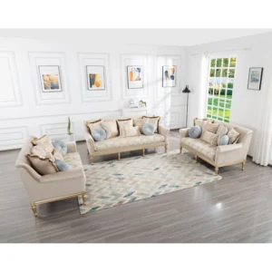 84″ Modern Velvet Sofa Set, 3 Seater Couch with Loveseat for Living Room, Apartment, Beige