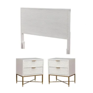 Home Square 3-Piece Furniture Set – Full Wood Headboard with 2-Drawer Nightstand