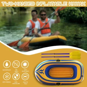 2-Person Inflatable Dinghy Boat – Fishing & Water Sports Rafting Kayak for Adults, Durable Inflatable Canoe with Bungee Support