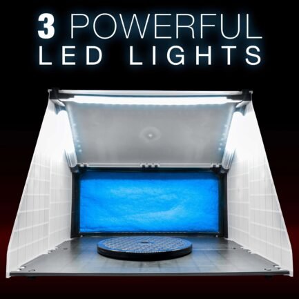 Portable Hobby Airbrush Paint Spray Booth Kit Exhaust Filter LED Light Set Model