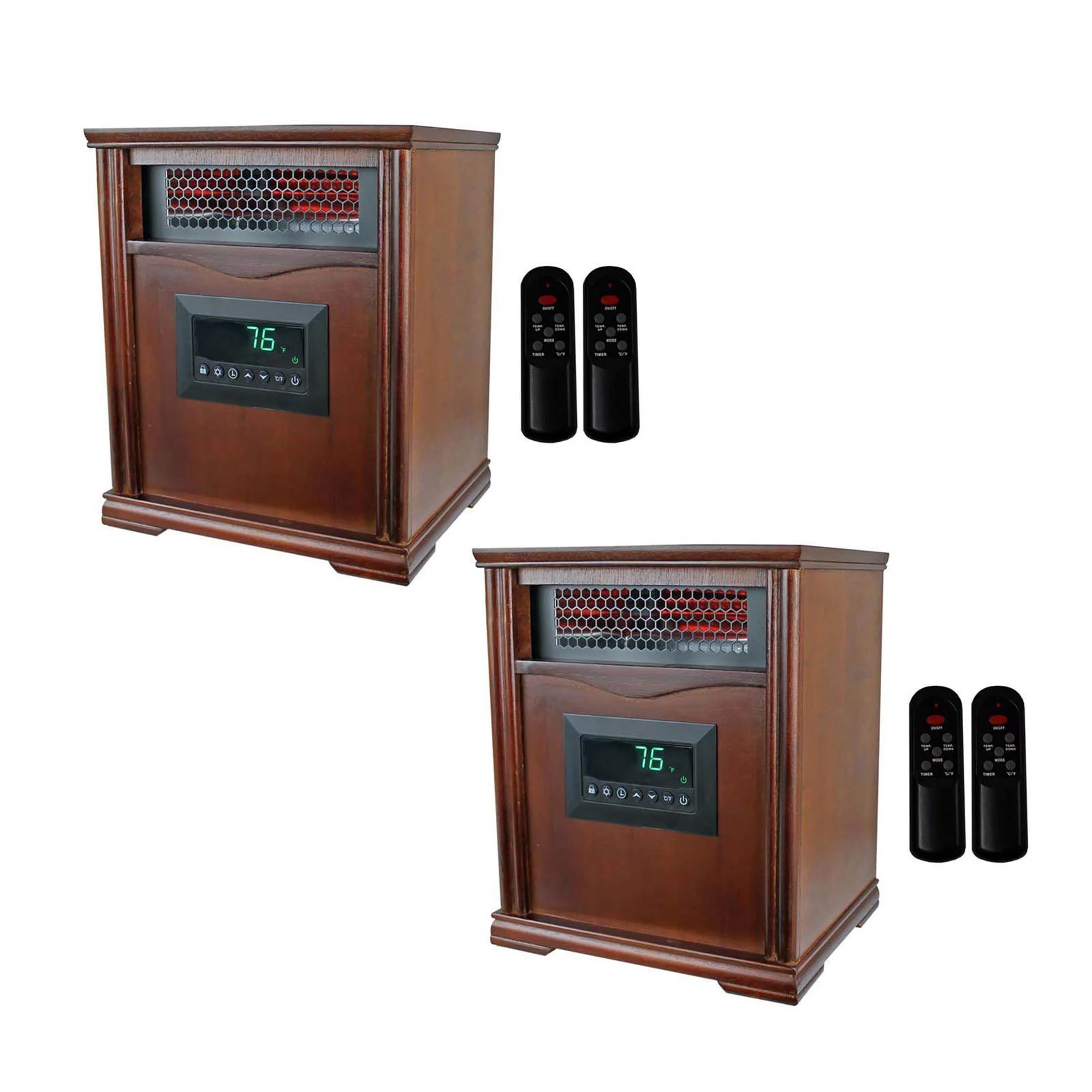 Lifesmart 1500W Electric Infrared Quartz Space Heater (2-Pack) – Indoor Portable Room Heater with Energy-Efficient Heating