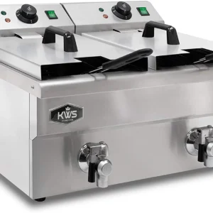 KWS DY-16 Commercial 3500W Electric Deep Fryer 15L Stainless Steel with Drain Faucet Valve System for Restaurants