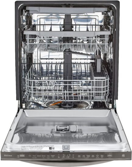 LG – 24″ Top-Control Built-In Smart Wifi-Enabled Dishwasher with Stainless Steel Tub, Quadwash, and 3rd Rack – Black stainless steel - Image 2