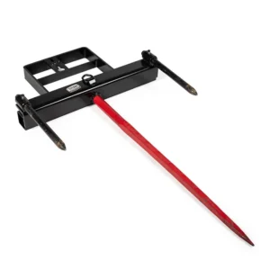 Titan Attachments 43″ Hay Bale Spear Attachment with Stabilizer Spears, Universal HD Front Skid Steer Tractor Loader Bucket Attachment, 3000 LB Capacity