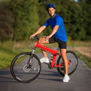 iRerts 26-Inch Folding Mountain Bike with 21-Speed Gears & Dual Disc Brakes – Red/Black
