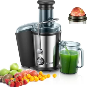 800W Centrifugal Juicer Machine for Fruits & Vegetables with Dual Speeds, 3” Wide Feed Chute & Anti-Drip Design