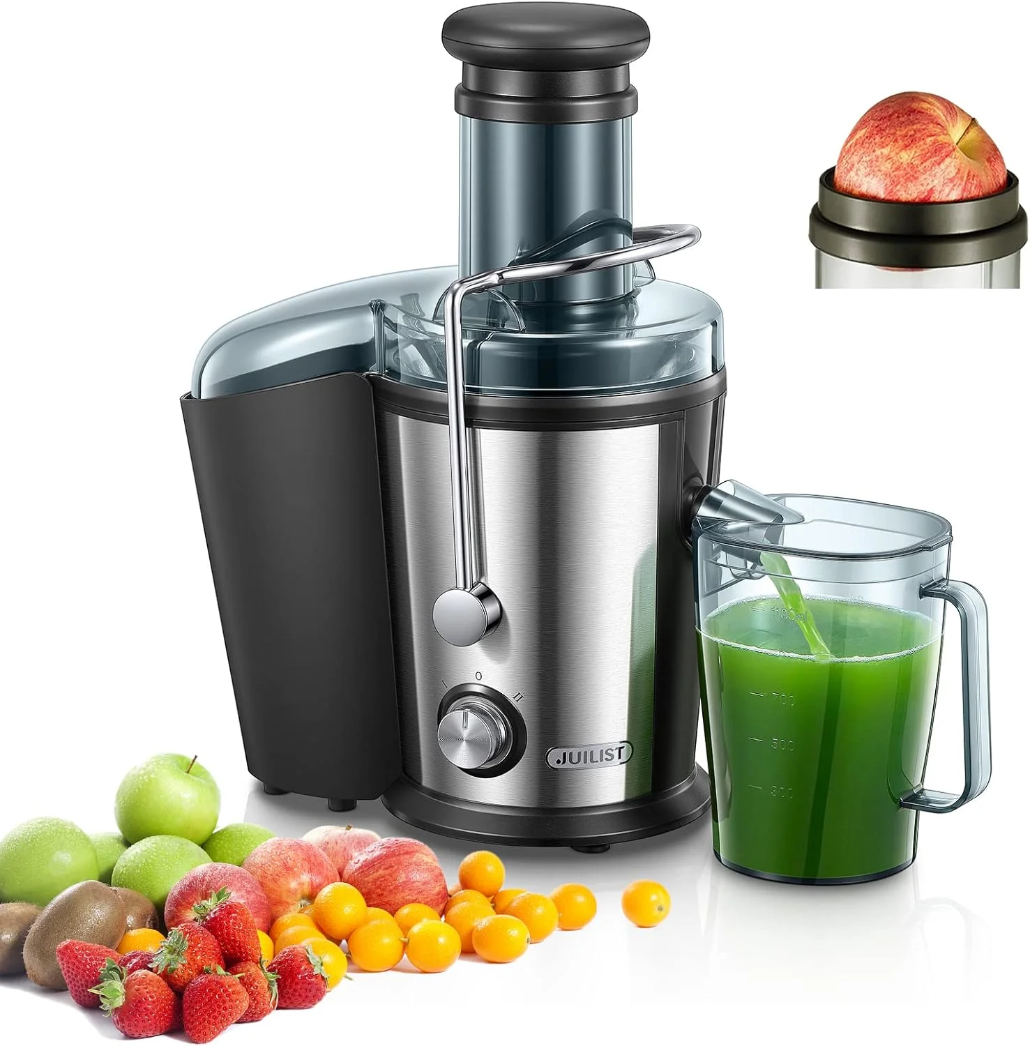 800W Centrifugal Juicer Machine for Fruits & Vegetables with Dual Speeds, 3” Wide Feed Chute & Anti-Drip Design