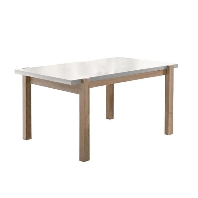 Rectangular Wooden Dining Table with Straight Legs – White & Brown – 30 x 31.5 x 47.25 in.