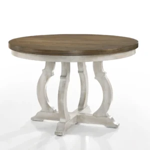 GeeHome Cillin Round Dining Table, Walnut & Antique White Finish DN01805