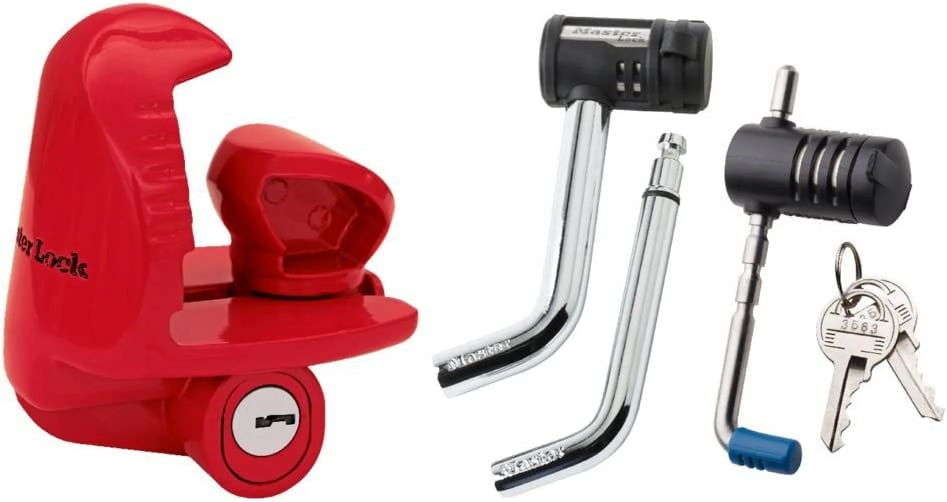 Master Lock 3895DAT Trailer Security Lock Set – Coupler Lock, Receiver Lock & Latch Lock Combo (3-Piece Keyed Alike System)