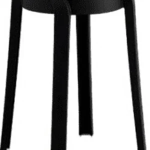 Stackable Space-Saving Plastic Stools – Set of 6 for Easy Storage,Black