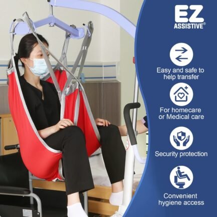 EZ Assistive Patient Lift Sling with Divided Leg for Patient Transfer Hoyer Lift Sling Red , 500lb Weight Capacity (Small Size ) - Image 4