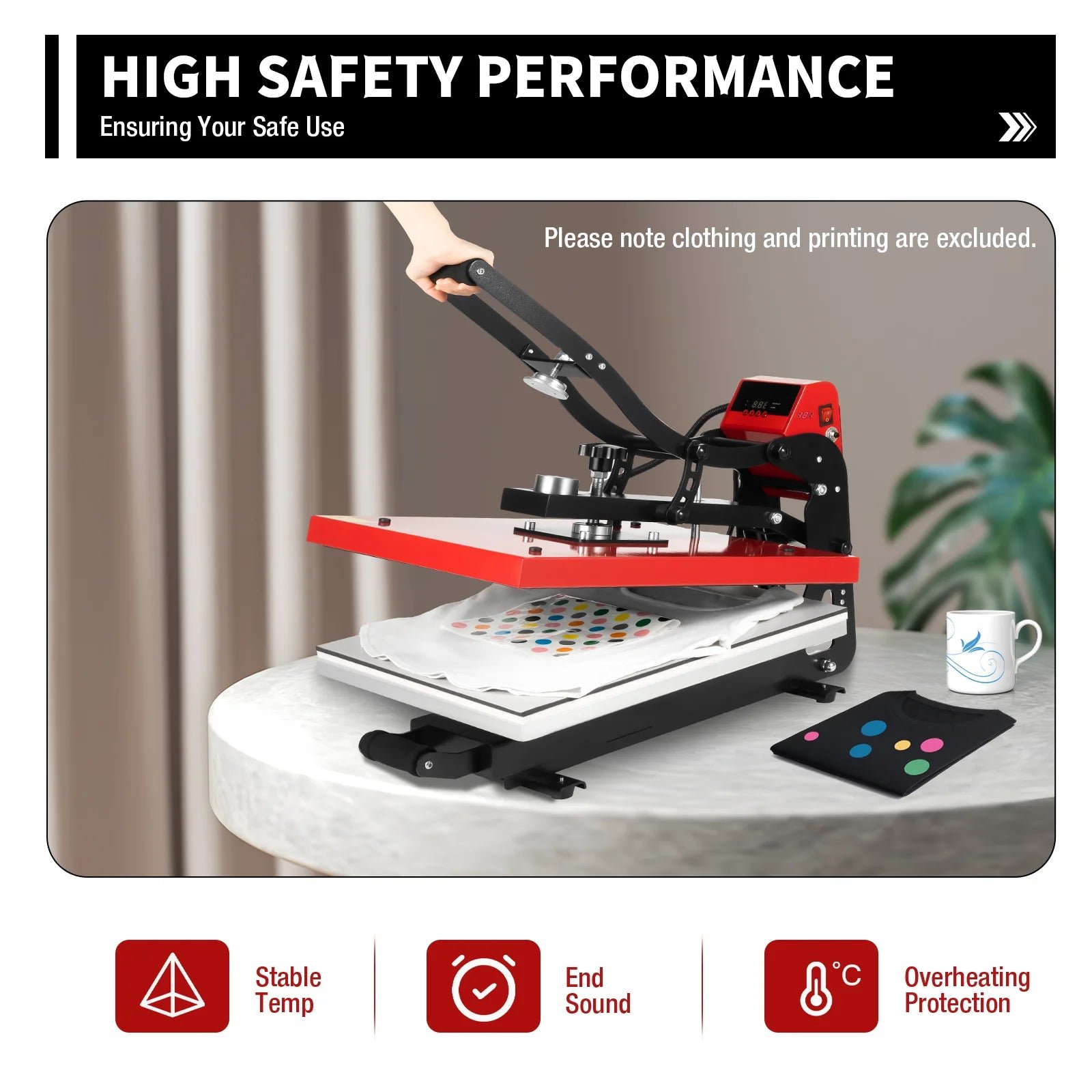16″ x 20″ Clamshell Semi-Auto Open Heat Press Machine with Slide Out Function Heavy