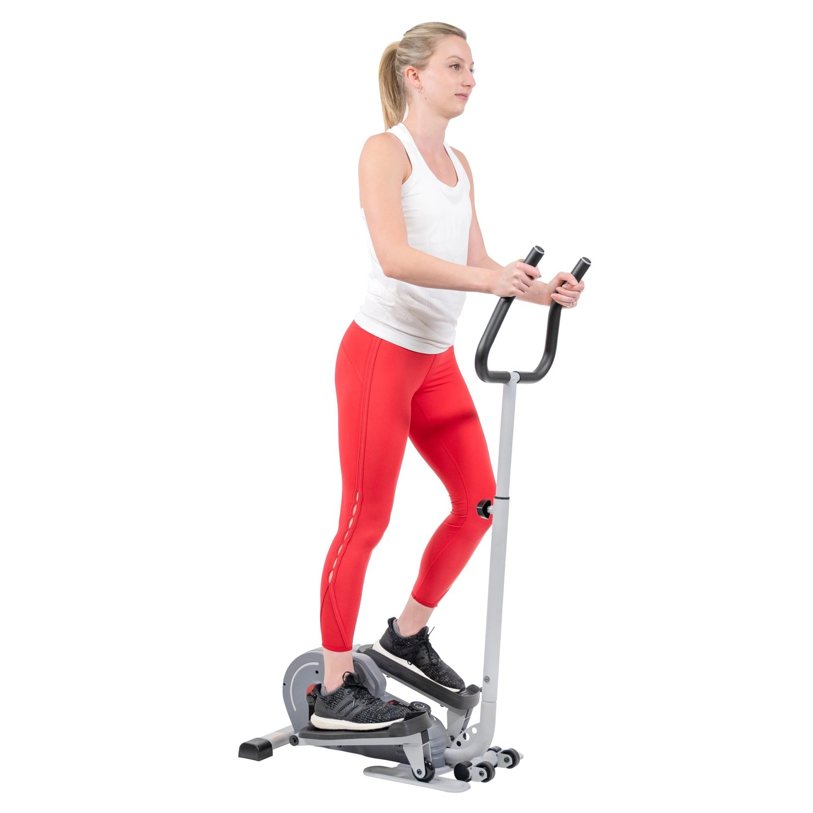 Sunny Health & Fitness Compact Magnetic Standing Elliptical Machine w/ Handlebars – Portable Workout Stepper for Home, SF-E3988