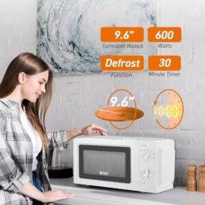 0.6 Cubic Foot Microwave with 6 Power Levels, Small Microwave with Grip Handle, 600W Countertop Microwave with 30 Minute Timer and Mechanical Dial Controls, Black