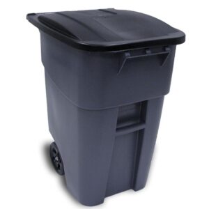 50 gal BRUTE Roll Out Container with Lid, Gray