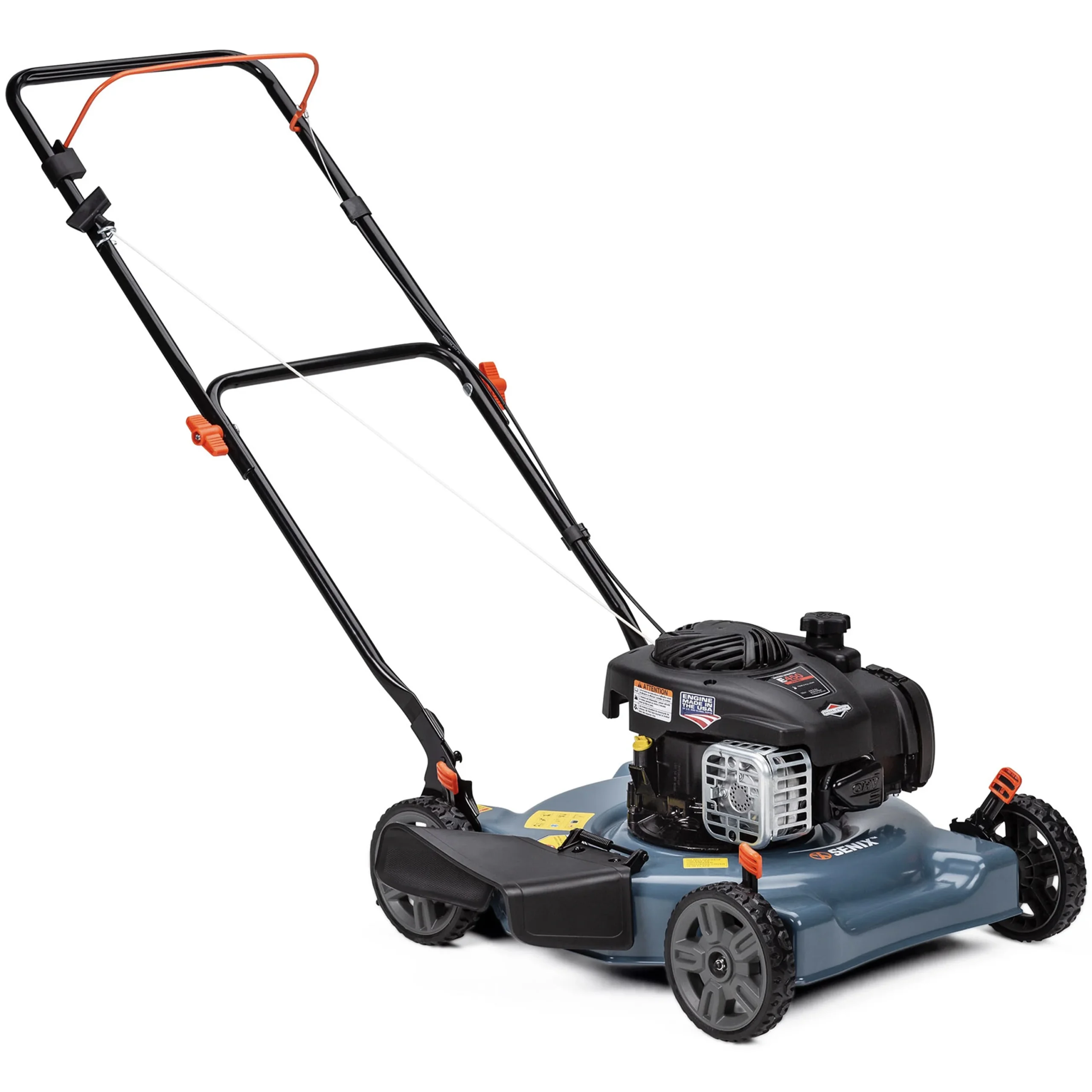 SENIX 20-Inch Gas Lawn Mower, 125 cc 4-Cycle Briggs & Stratton Engine, Push Lawnmower with Side Discharge, 5-Position Height Adjustment, LSPG-L3