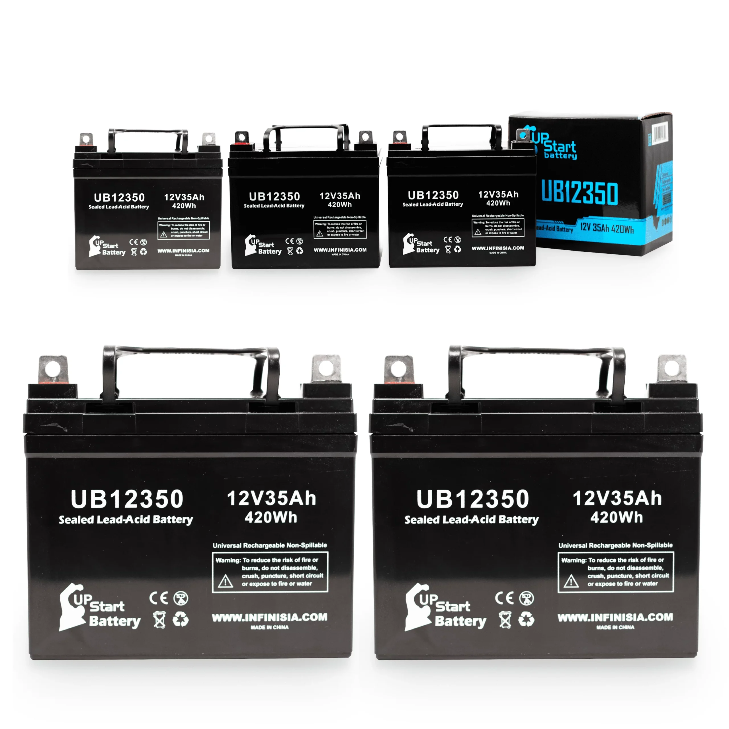 5x Pack – Compatible Imc Heartway Escape H Battery – Replacement UB12350 Universal Sealed Lead Acid Battery (12V, 35Ah, 35000mAh, L1 Terminal, AGM, SLA)