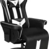 King Throne Ergonomic Gaming Chair – High Back Racing Style Swivel Recliner with Footrest, Lumbar Support & Cup Holders (Black/White)