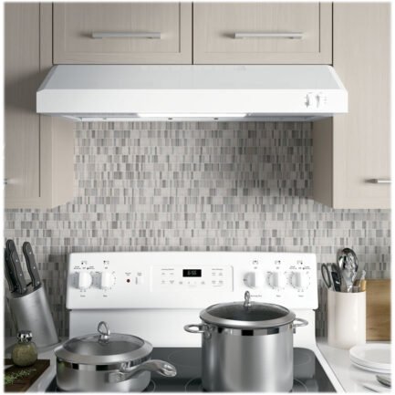 GE – 30″ Convertible Range Hood – White on white - Image 3