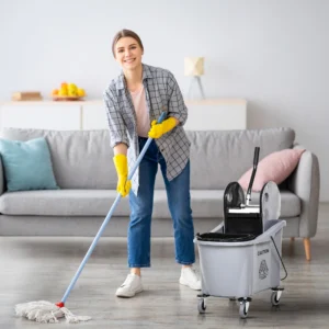 HOMCOM 9.5 Gallon (38 Quart) Mop Bucket with Wringer Cleaning Cart – Grey
